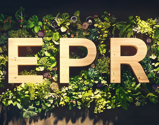 stock image of the letters EPR on greenery