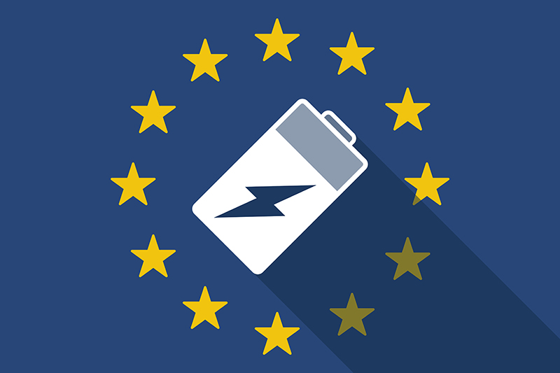 european union flag with battery image