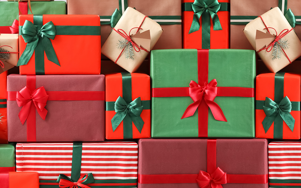 stock image of wrapped presents
